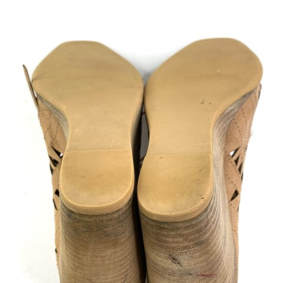 Jeffrey Campbell Shoes Size 10 Rodillo Tan Cut Out Boho Lace Up Wedge Sandals - Picture 7 of 9